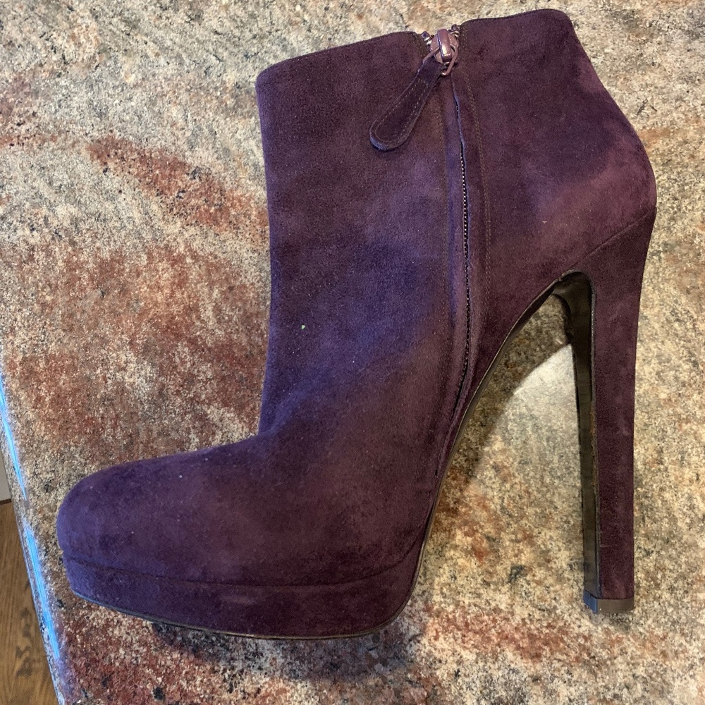 Alexander McQueen suede eggplant/ purple  boot